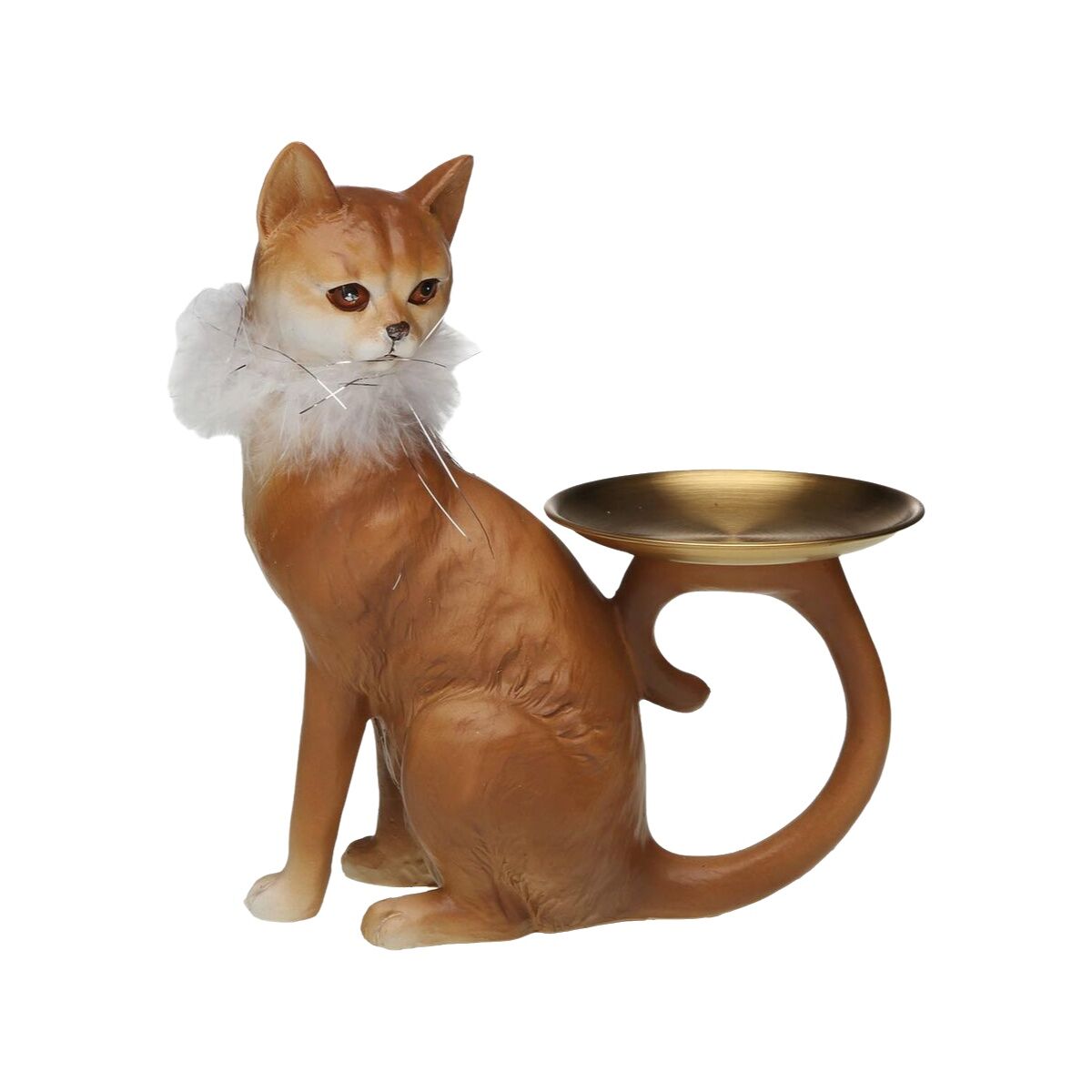 Koristekissa ruskea resiini 10 x 21 x 18 cm, koristehahmo sisustukseen