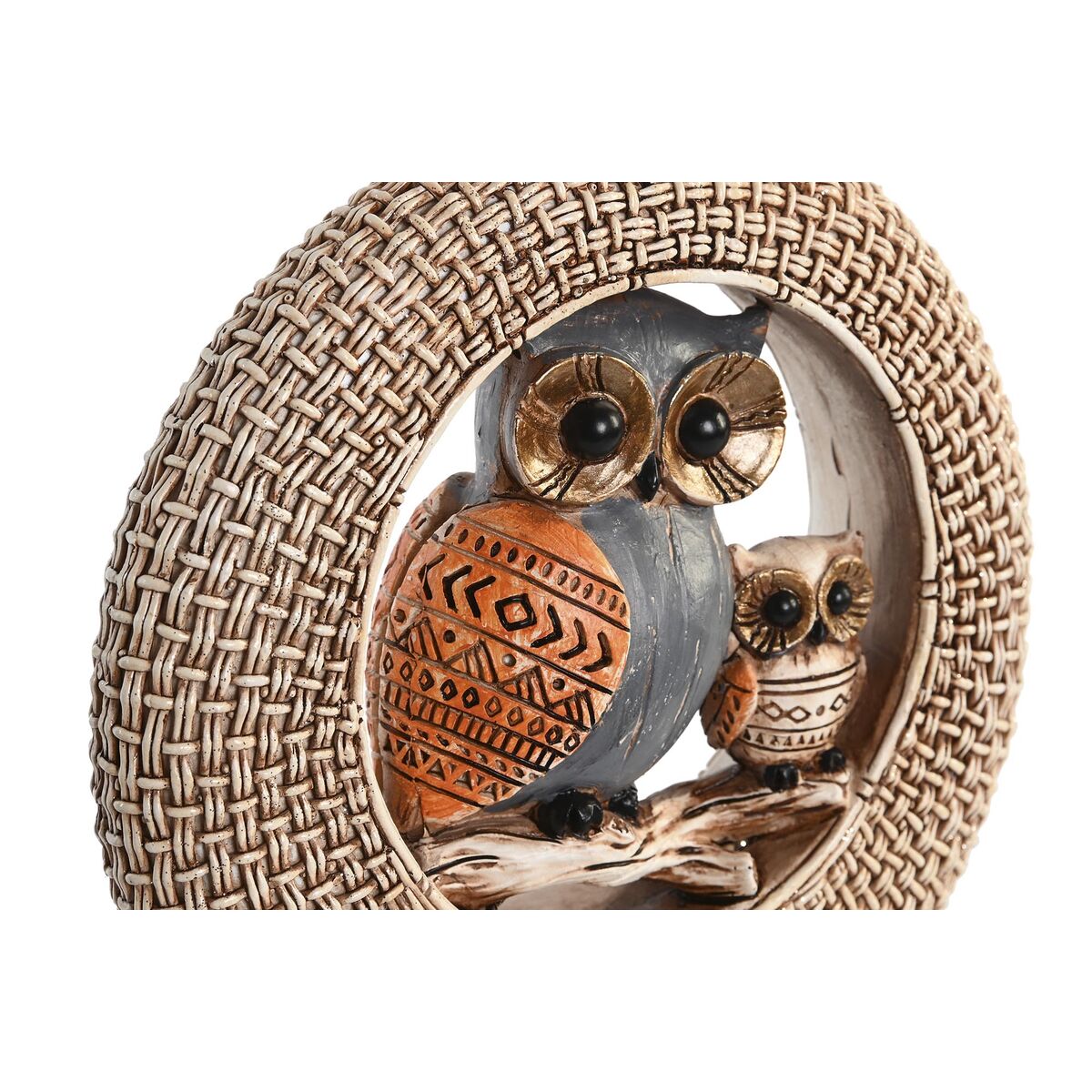 Koristepöllö 2 kpl boho pöytäkoriste beige & sininen metalli 16,5×6×25,5cm