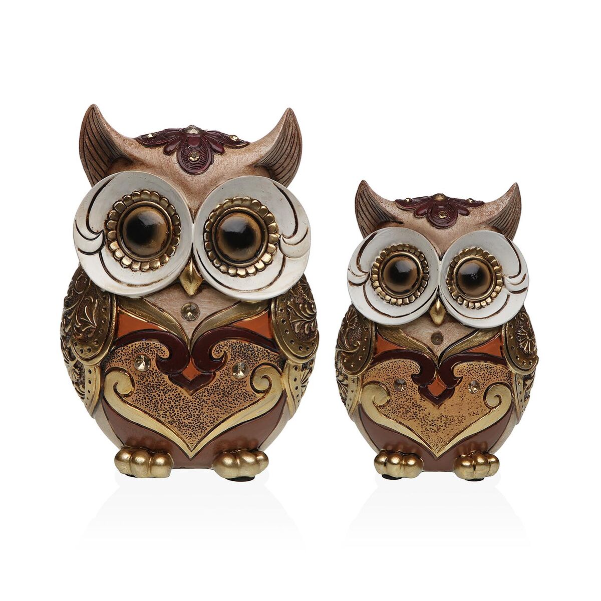 Koristepöllö resiinistä, kultainen 8 x 18 x 12,5 cm, sisustukseen pöydälle