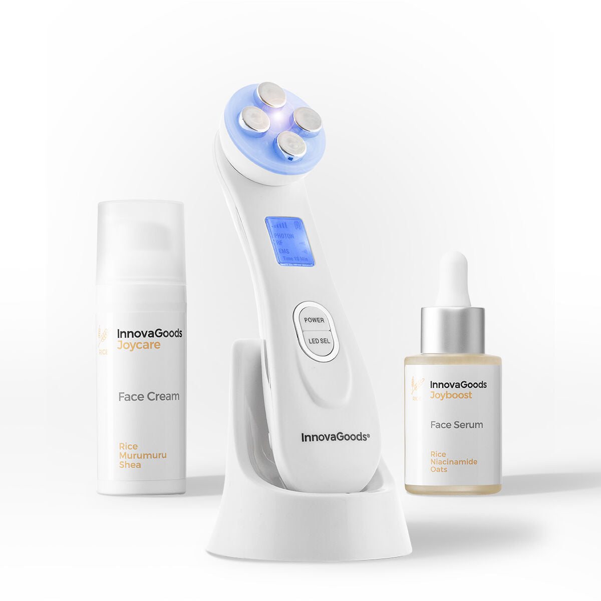 Kasvohoitopaketti korjaava, RF-fototerapia & EMS-laite + seerumi 30 ml