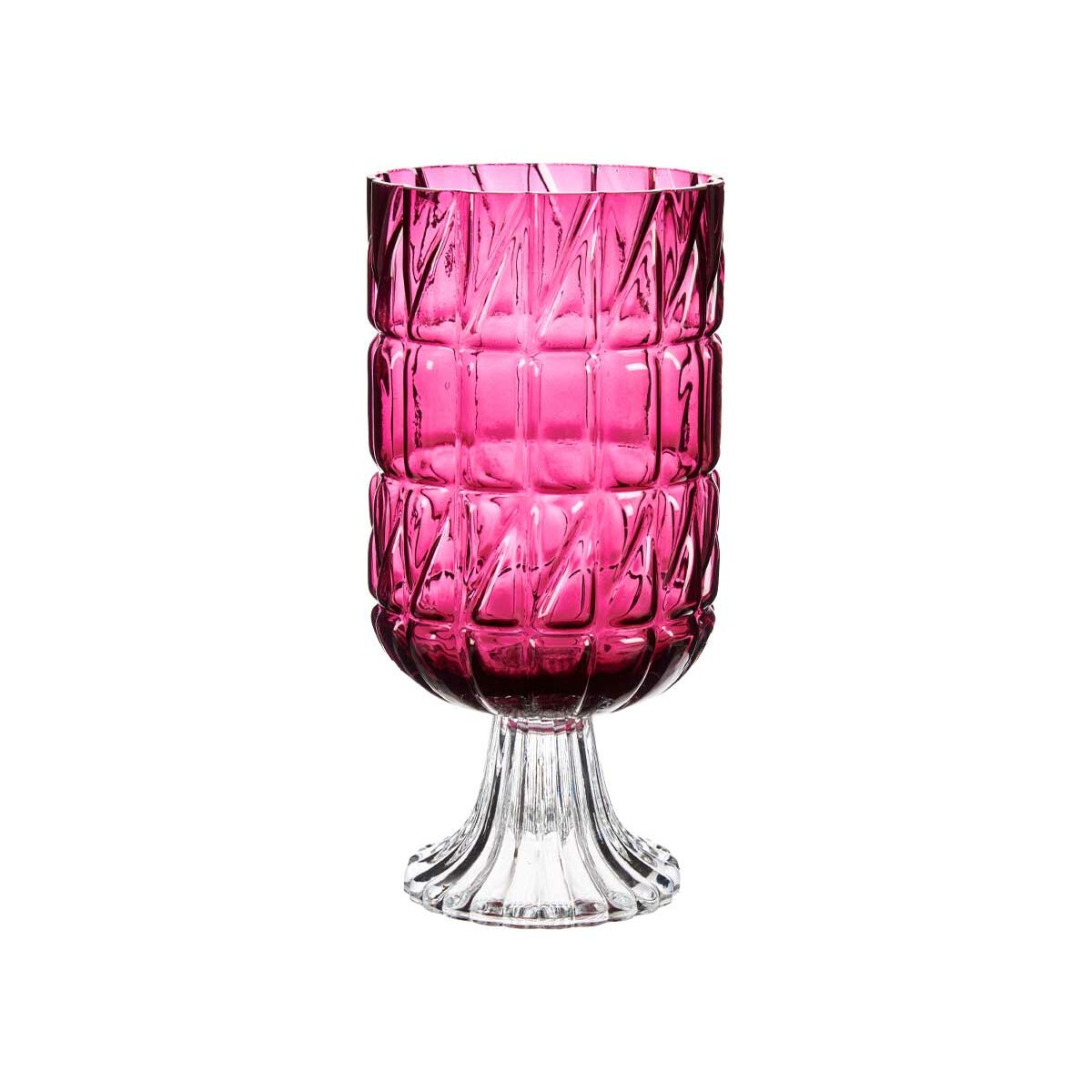 Kristallimaljakko tumma pinkki, kaiverrus 13 x 26,5 x 13 cm, 6 kpl