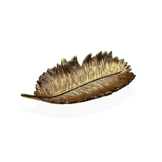 Pöytäkoriste kullattu lehti - hartsi koristevati sisustukseen 11 x 3,3 x 19,3 cm