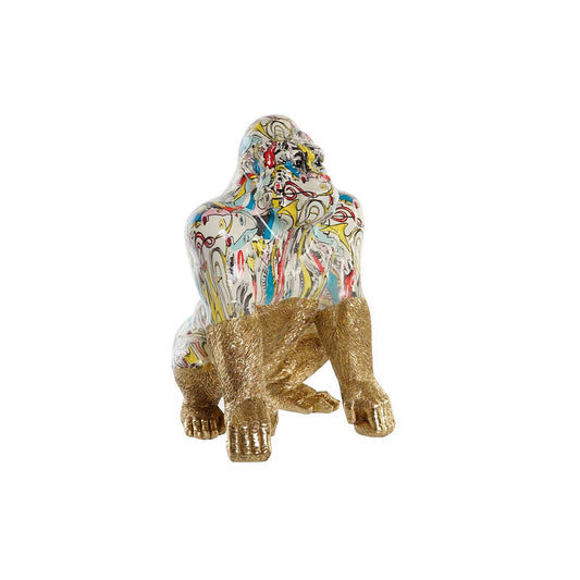 Koristehahmo gorilla, kullattu & monivärinen 28,5×26,5×41 cm sisustukseen