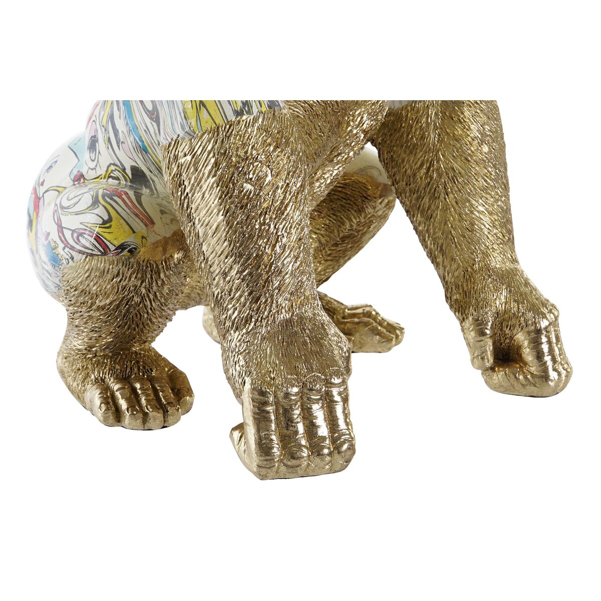 Koristehahmo gorilla, kullattu & monivärinen 28,5×26,5×41 cm sisustukseen
