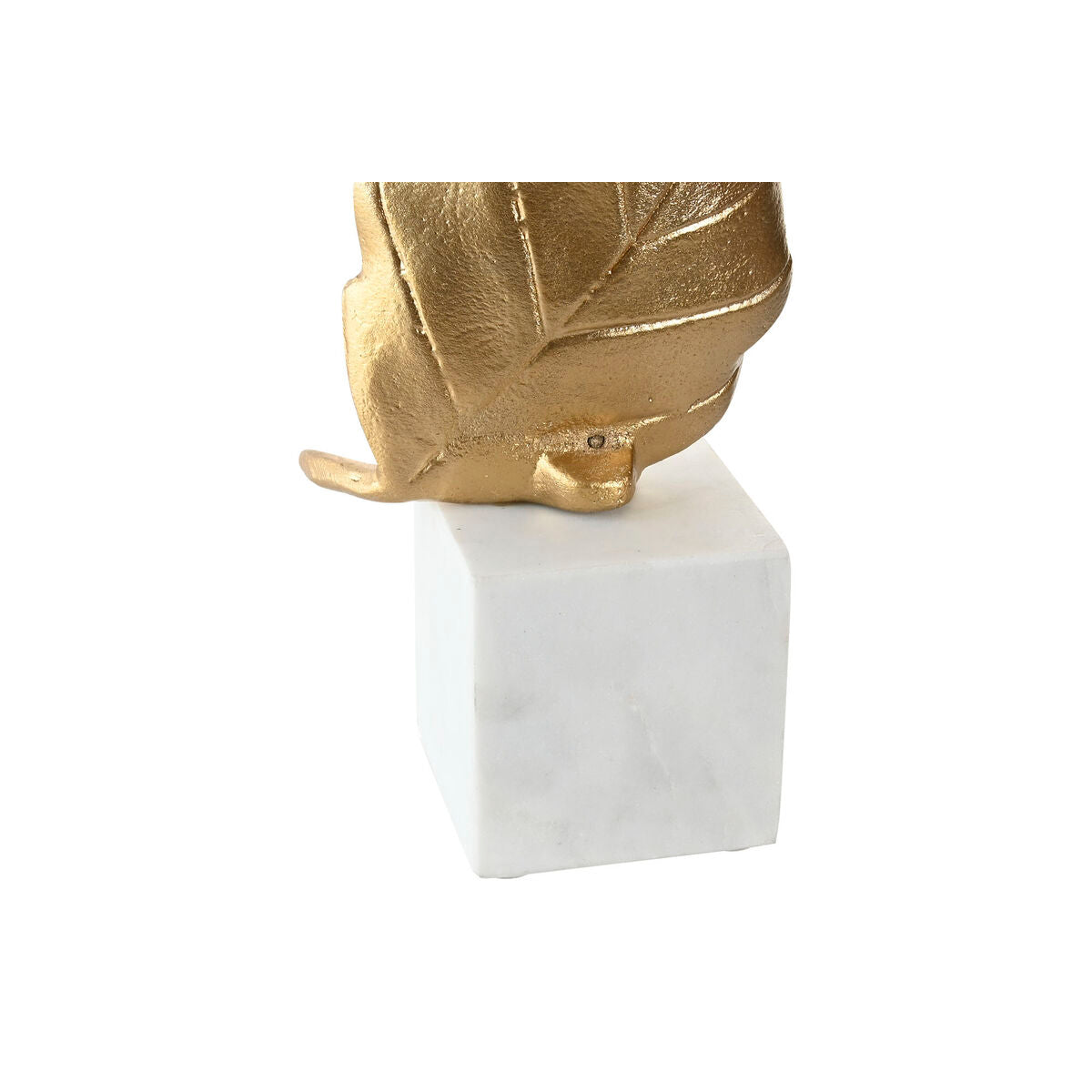 Koristelehti kultainen, valkoinen marmorijalusta 20 x 7 x 22 cm sisustukseen