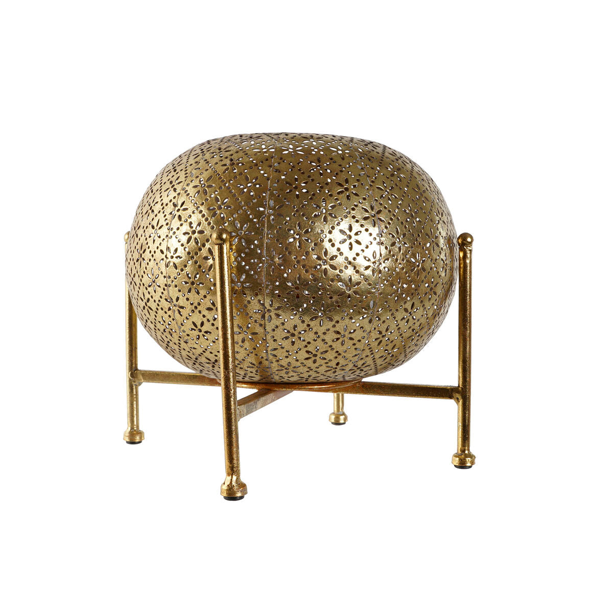 Kynttilänjalka kullattu metallia kristallikoriste jalustalla 24×24×20 cm