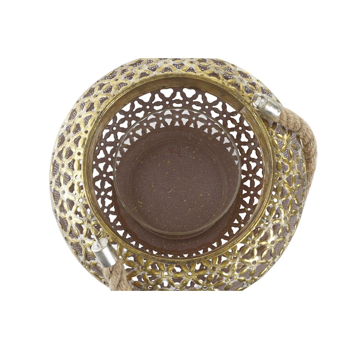Kultainen metallilyhty antiikkiviimeistely 26,5 x 26,5 x 22 cm, kristallilla