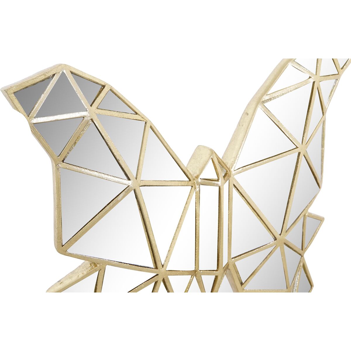 Kultainen perhonen koristehahmo, peilimainen geometrinen 29,5 x 4 x 28,5 cm