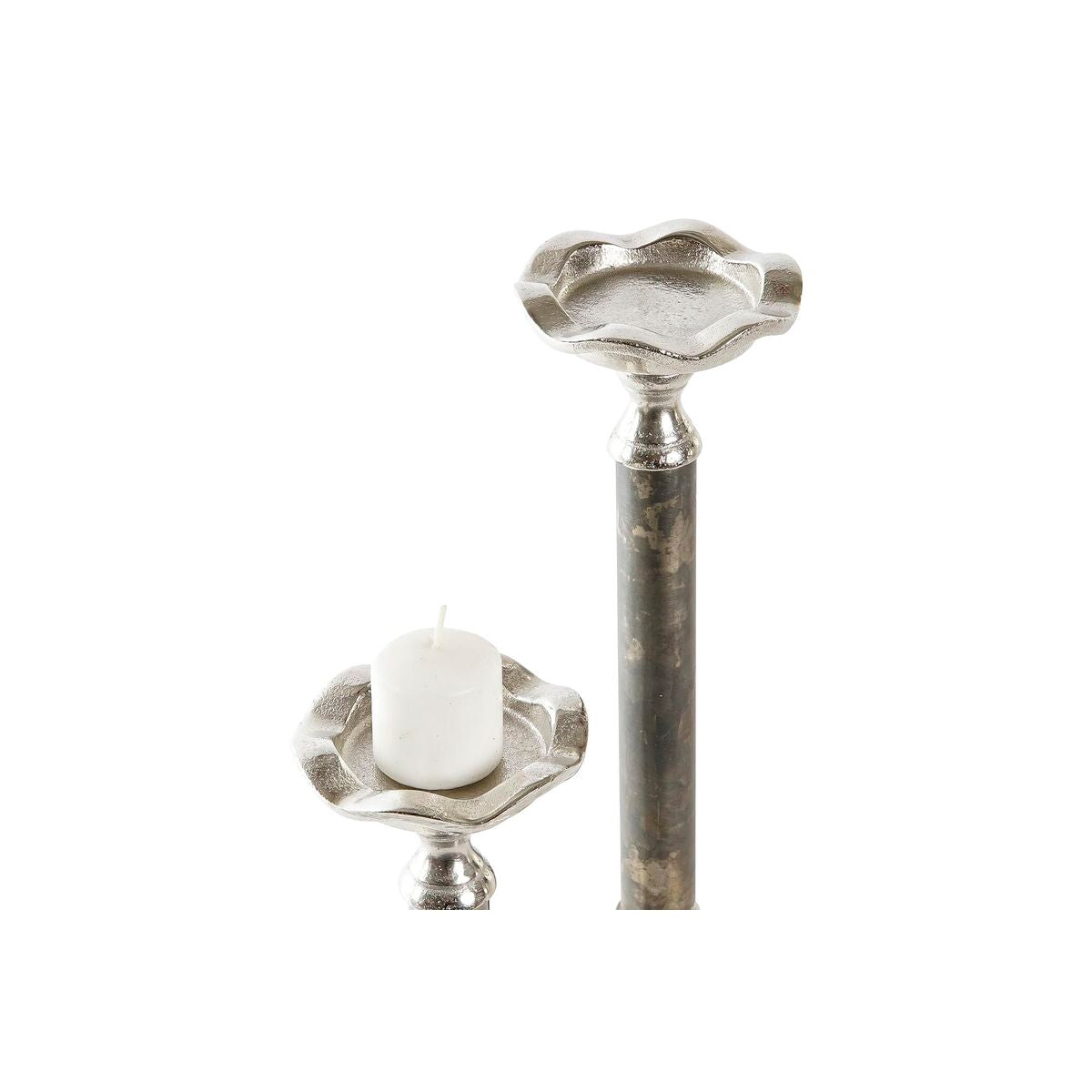 Kynttelikkö alumiini 31,5 cm moderni, 2 kpl, satunnaismalli, kullan & hopean