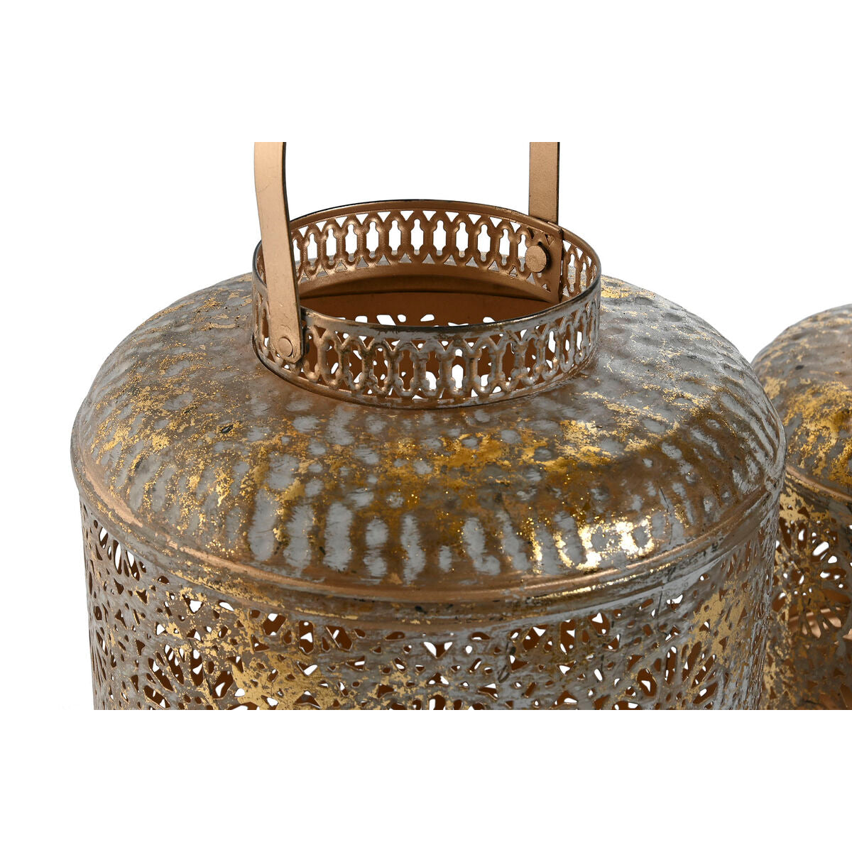 Kynttilälyhtysetti 3 kpl, metallinen kullattu arabityyli 24 x 24 x 32 cm sisustus