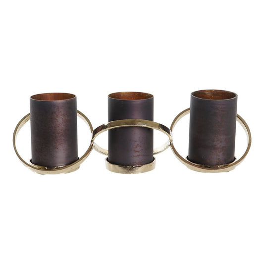 Kynttilänjalka 3-osainen alumiini & kristalli, kulta-harmaa, 52 x 16,5 cm