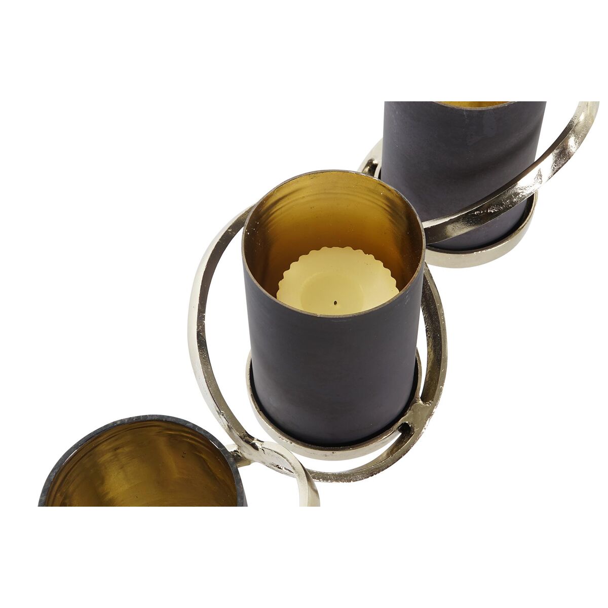 Kynttilänjalka 3-osainen alumiini & kristalli, kulta-harmaa, 52 x 16,5 cm