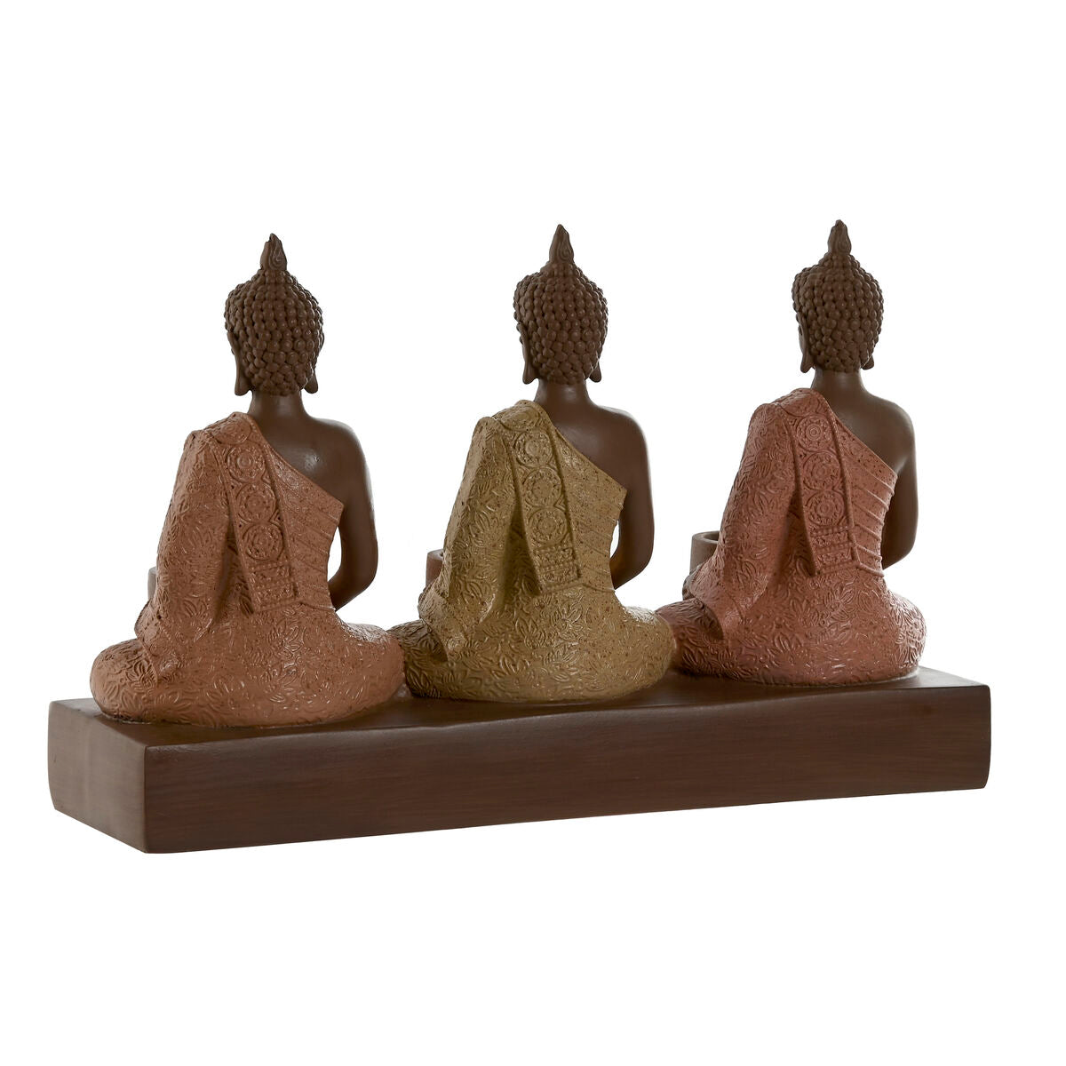 Kynttilänjalka buddha kolmelle kynttilälle, hartsi, ruskea oranssi koralli lime – meditaatio somiste hartsi koriste – kuva 2