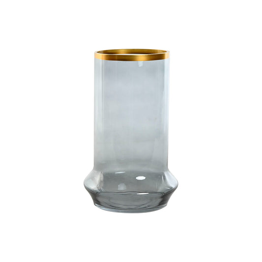 Kynttilänjalka kristalli sininen, kullattu reuna, moderni sisustus 17 x 17 x 28 cm