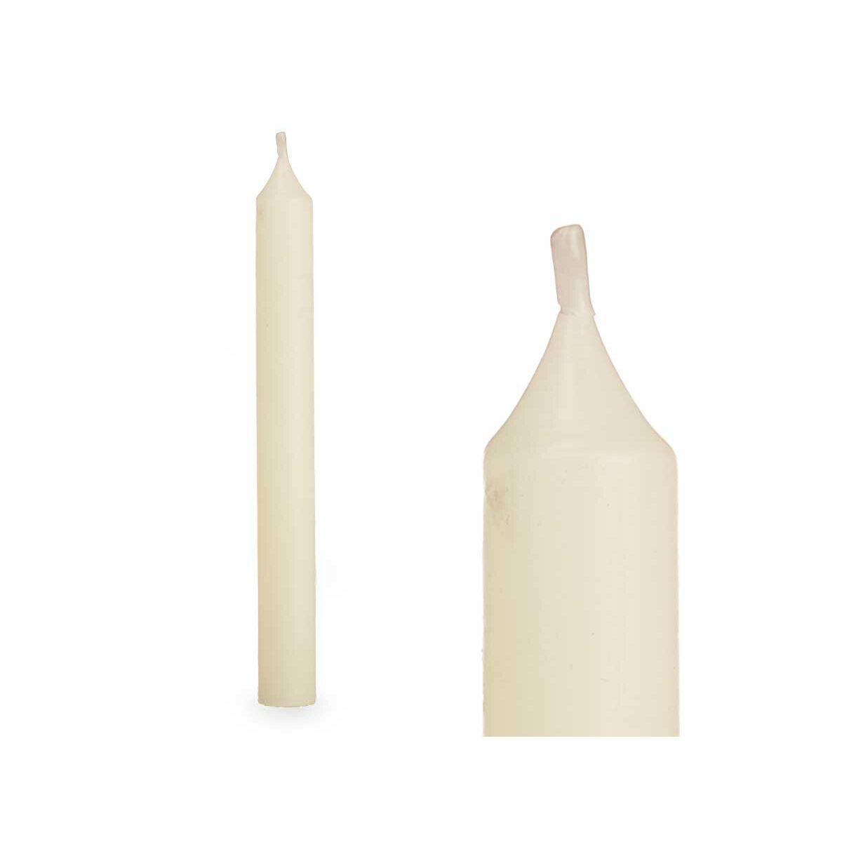Kynttilät 15 cm kerma, 12 kpl, n. 6 h polttoaika - 2x2x15 & 6x15x4 cm parafiini