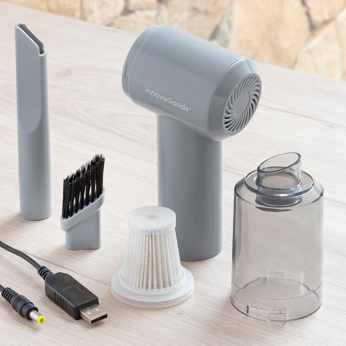 Langaton käsipölynimuri USB-ladattava 100 ml, autoon & kotiin, harjasuutin