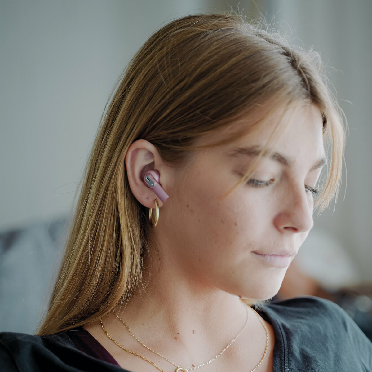 Bluetooth-kuulokkeet langattomat, Bluetooth 5.2, 20 h toisto, vaaleanpunaiset