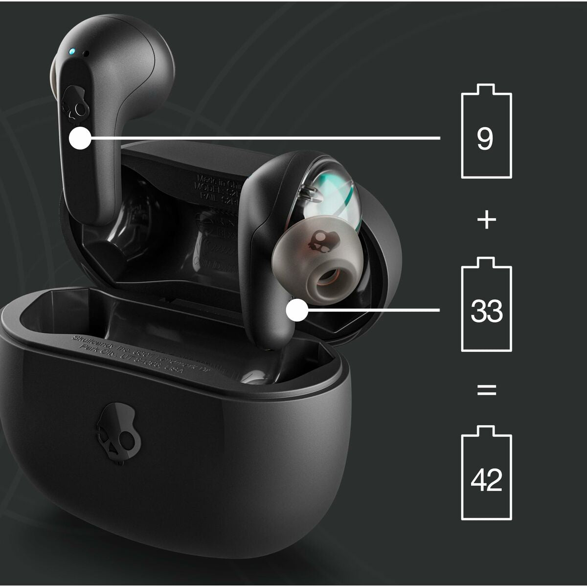 Langattomat nappikuulokkeet Bluetooth 5.2, mikrofoni & USB-C, musta Skullcandy