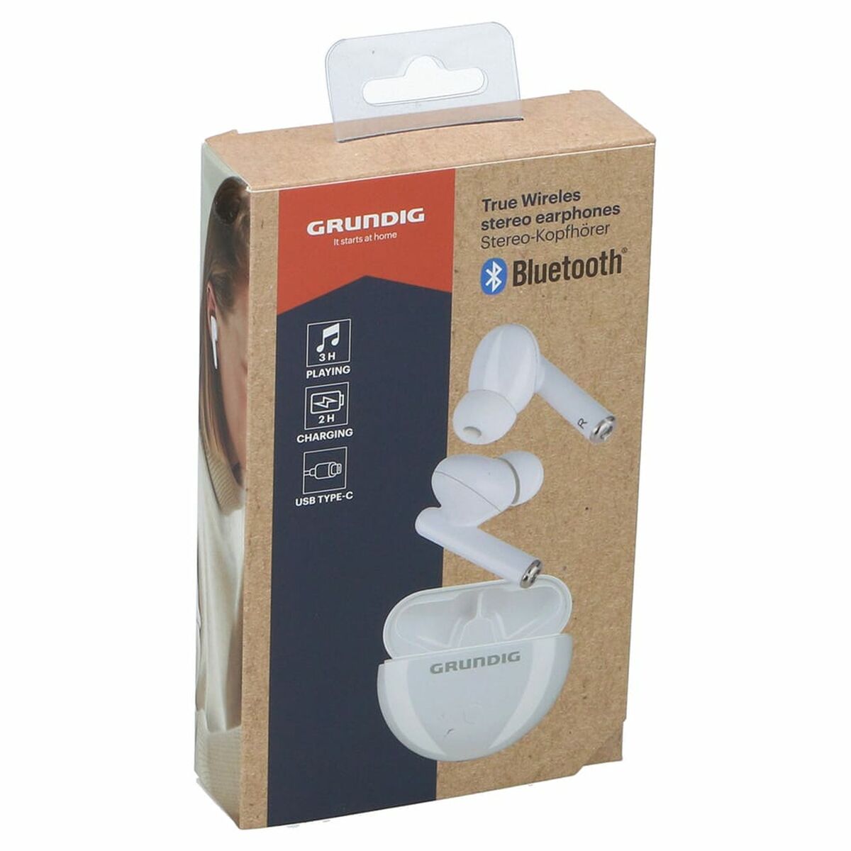 Langattomat nappikuulokkeet, kosketusohjaus & USB-C, 3 h akunkesto, valkoinen