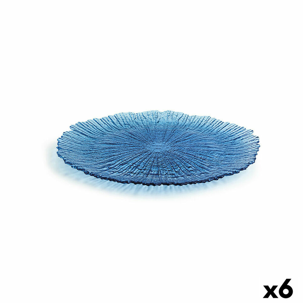 Lasilautanen Ø 28 cm, sininen kuvioitu litteä lautanen 6 kpl astiasetti tarjoiluun