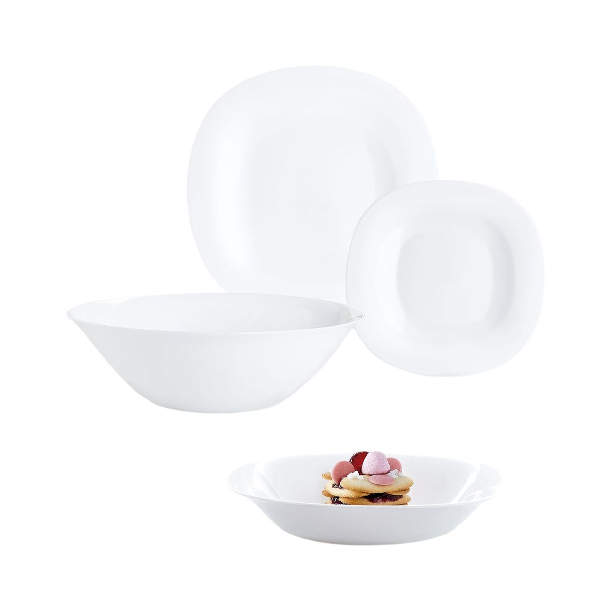 Lasinen astiasetti 19 osaa, valkoinen - sopii arkeen & juhlaan Luminarc