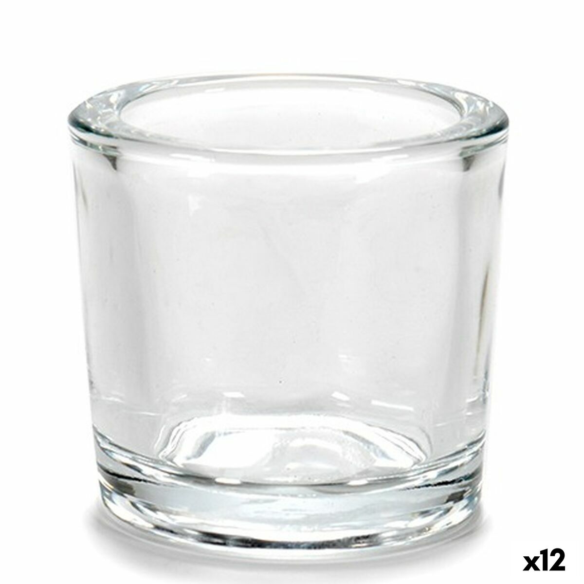 Lasinen kynttilänjalka tuikkukynttilöille, läpinäkyvä 6,5×6×6,5 cm, 12 kpl
