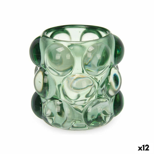 Kynttilänjalka lasinen vihreä kristalli mikrohelmet 8,4×9×8,4 cm, 12 kpl