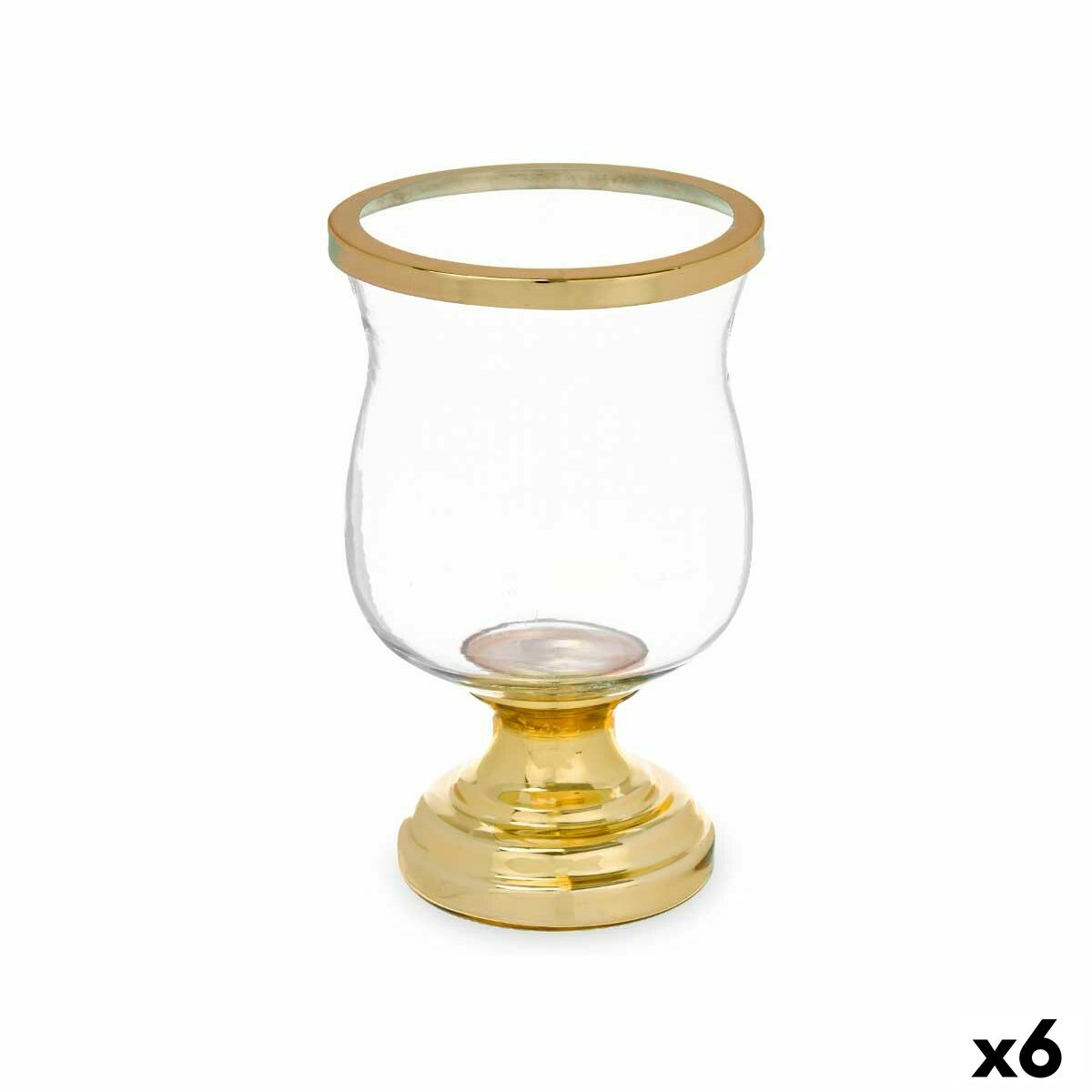 Kynttilänjalka lasinen, kullattu viinilasi-malli 15,5 x 26 x 15,5 cm, 6 kpl