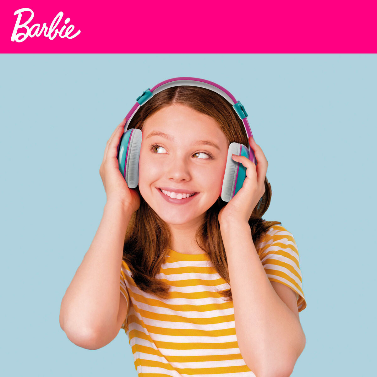Lasten Bluetooth-kuulokkeet, pinkki-vaaleansininen, pehmustetut, Barbie