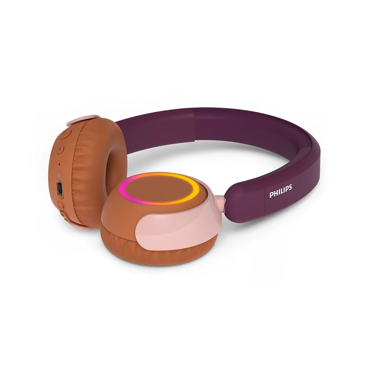 Lasten langattomat kuulokkeet, mikrofoni & LED-valot, USB-C/3,5 mm, 300 mAh