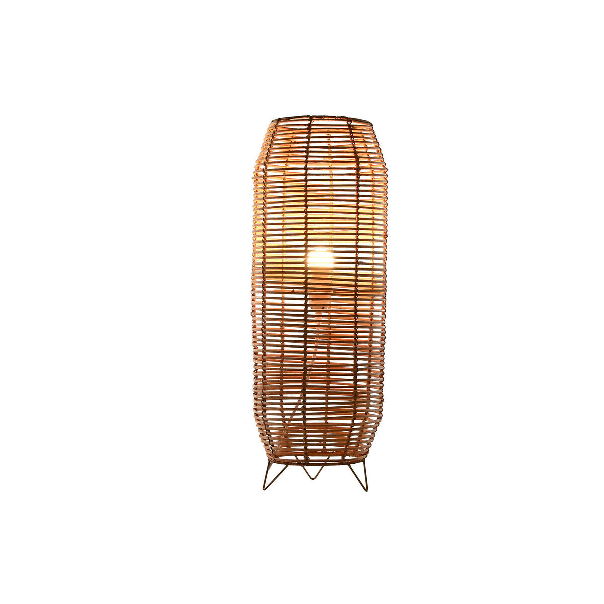 Lattialamppu rottinki ruskea - metallijalusta, 23 x 23 x 65 cm kotikäyttöön