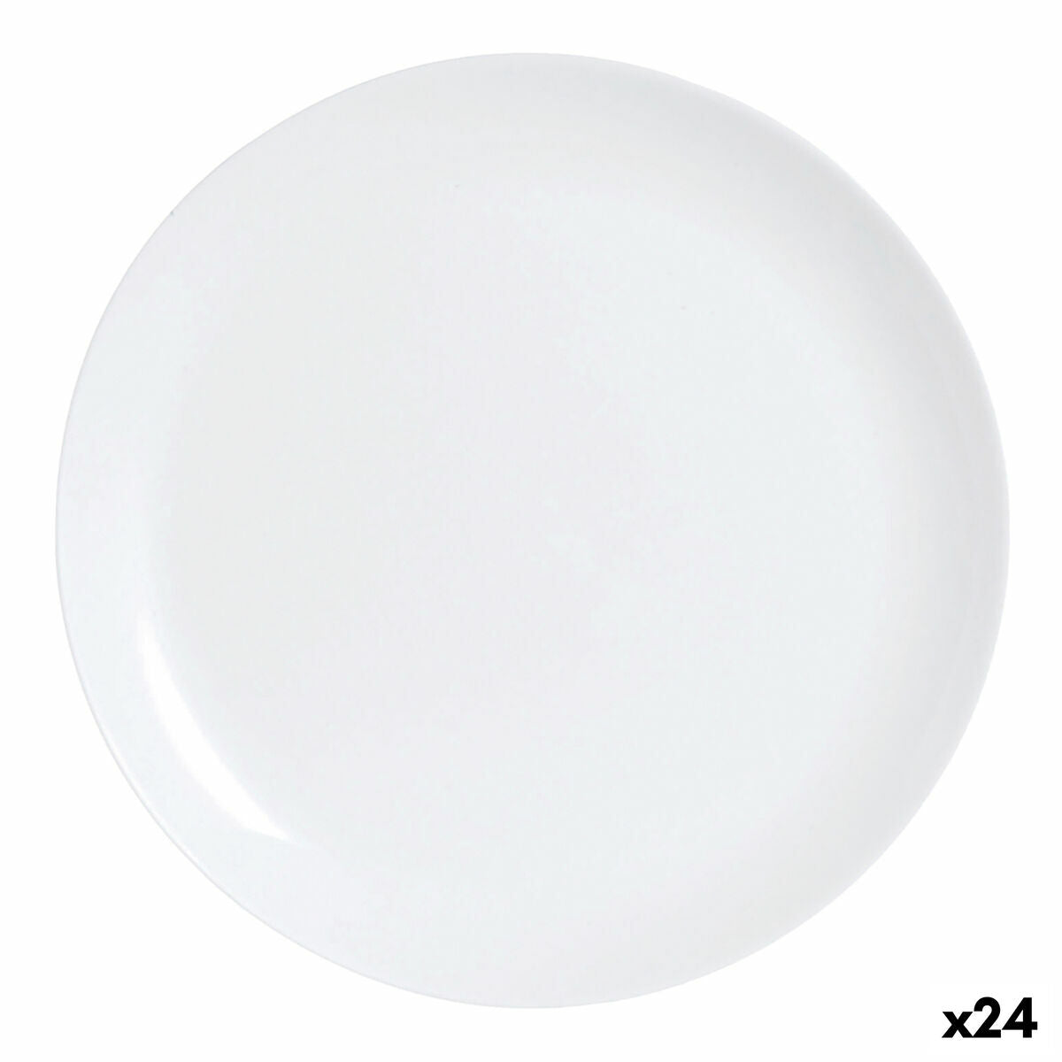 Lautanen 25 cm, litteä lasi, valkoinen – astiastosetti 24 kpl