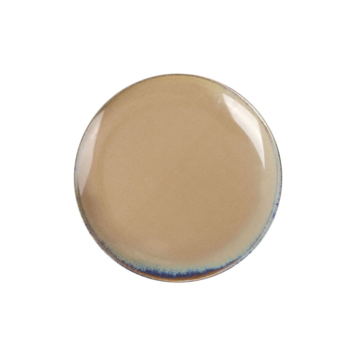 Lautaset 6 kpl, keraamiset litteät ruokalautaset beige-sininen reuna setti