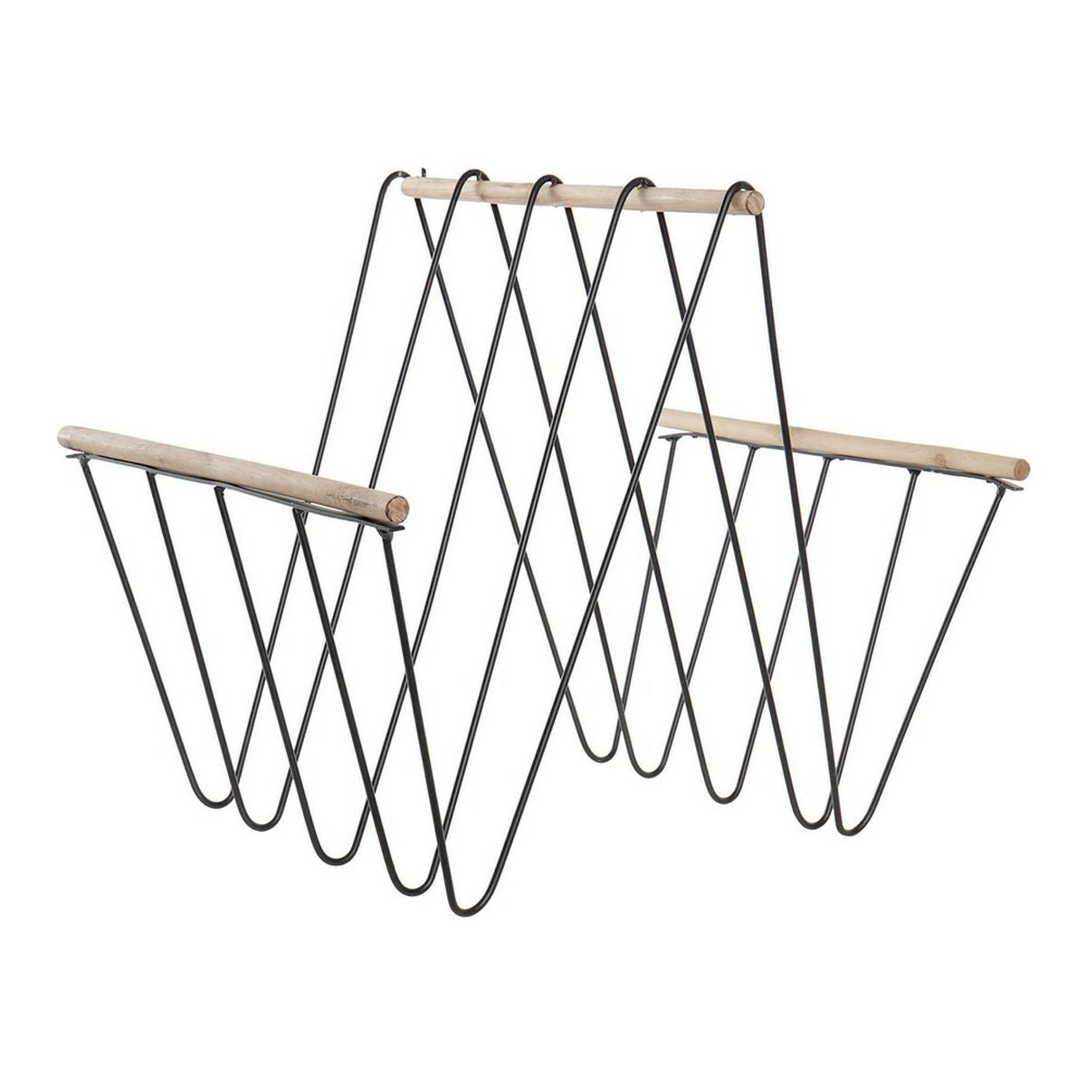 Lehtiteline musta rautakori, puu, metalli & MDF, 41×31×36 cm, loft-tyyli