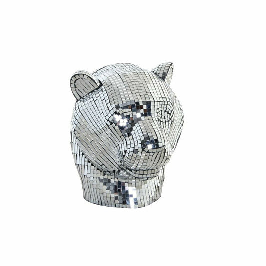 Leopardi koristehahmo, hopeinen peilimäinen pinta, hartsi 31×27×32 cm glam-tyyli