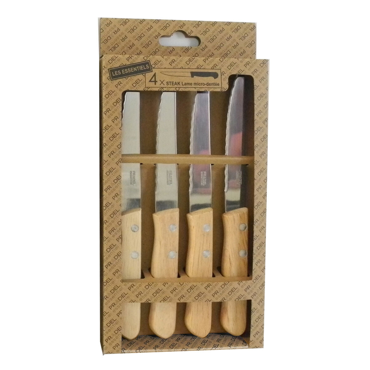 Lihaveitsisetti 21 cm, 4 kpl - ruostumaton teräs & puukahvat, ruokailuun
