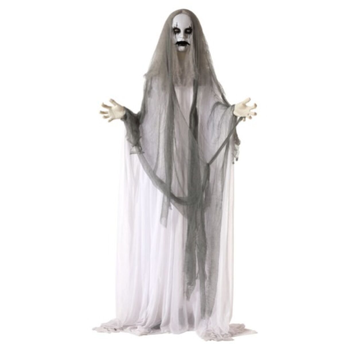 Halloween-koriste 167 cm, valo & ääni, liikkuva pelottava nunna sisäkäyttöön