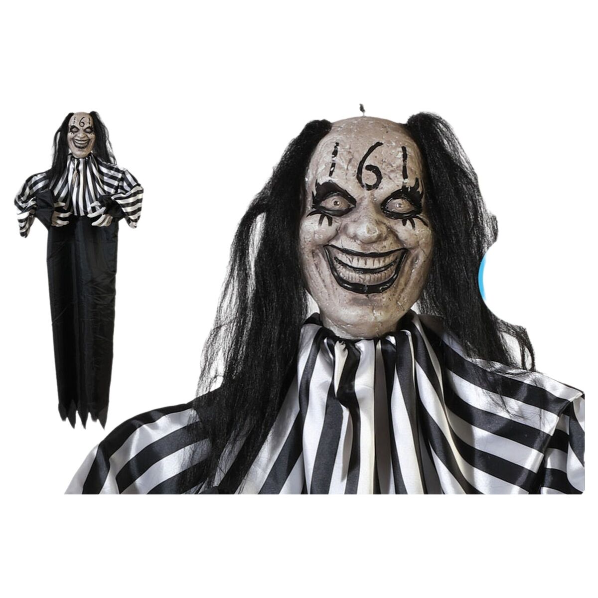 Halloween-koriste liikkuva 153 x 135 x 15 cm, ääni & valo, klovni, juhliin