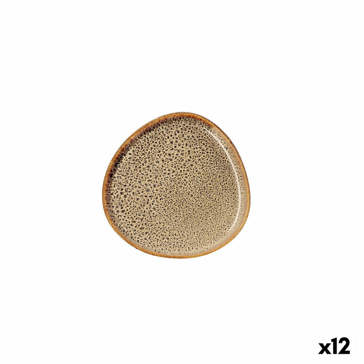 Litteä lautanen 11 x 11 cm ruskea, keramiikka, 12 kpl, reliefipinta Bidasoa Ikonic