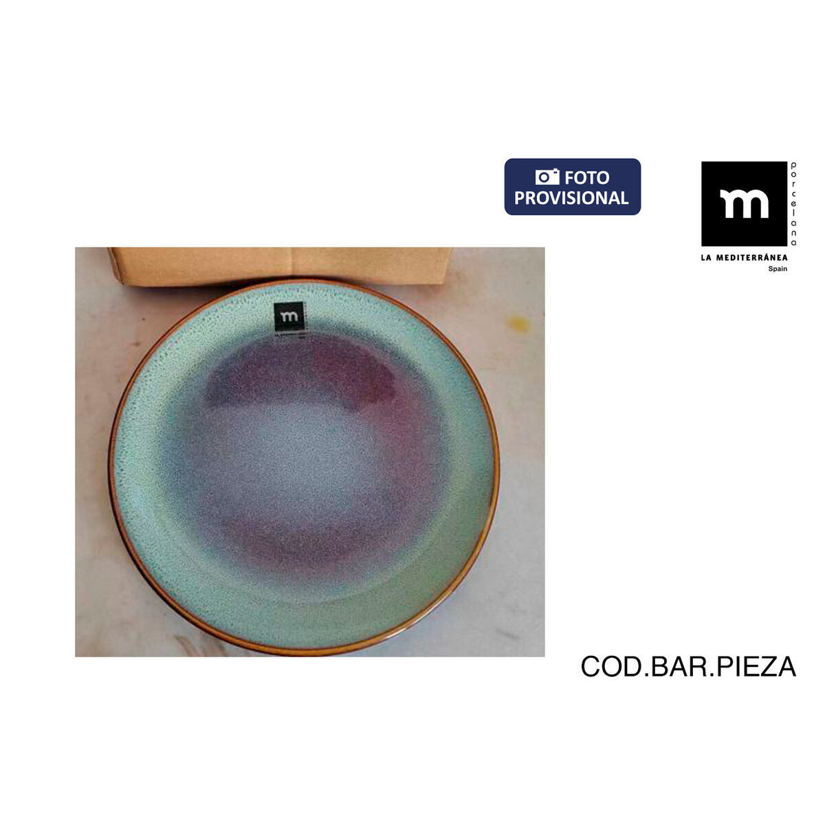 Litteä lautanen 12 kpl, turkoosi-harmaa liukuväri, La Mediterránea Melow