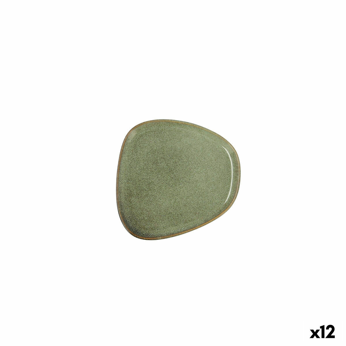 Litteä lautanen 14 x 13,6 cm keramiikka vihreä, 12 kpl tarjoiluun desserteille