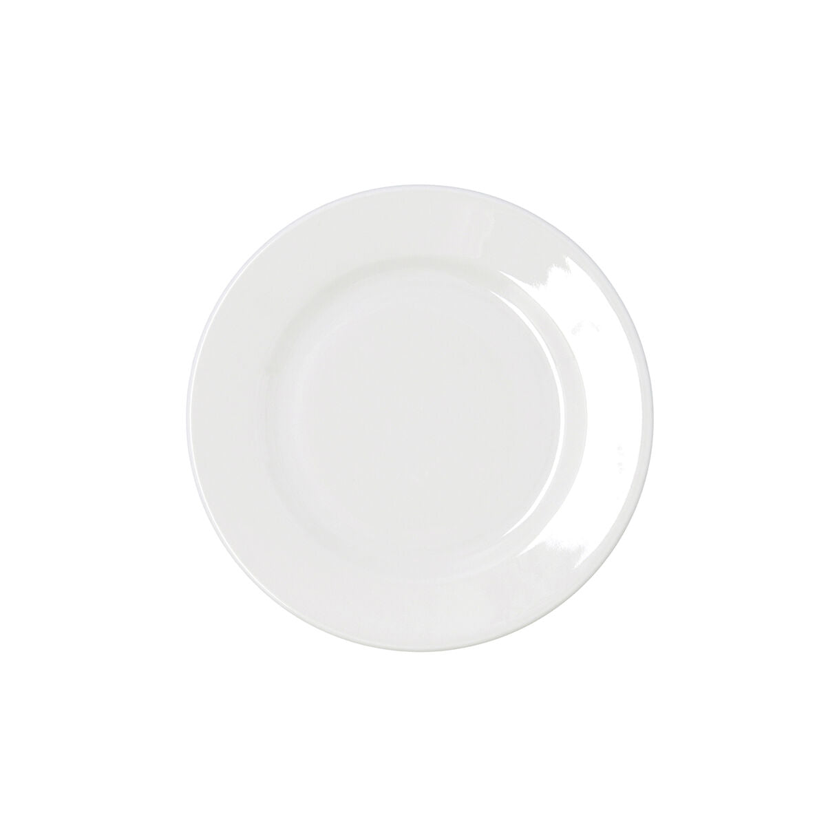 Litteä lautanen Ø 21 cm mikroaaltokestävä pinoitava, valkoinen keramiikka, 6 kpl