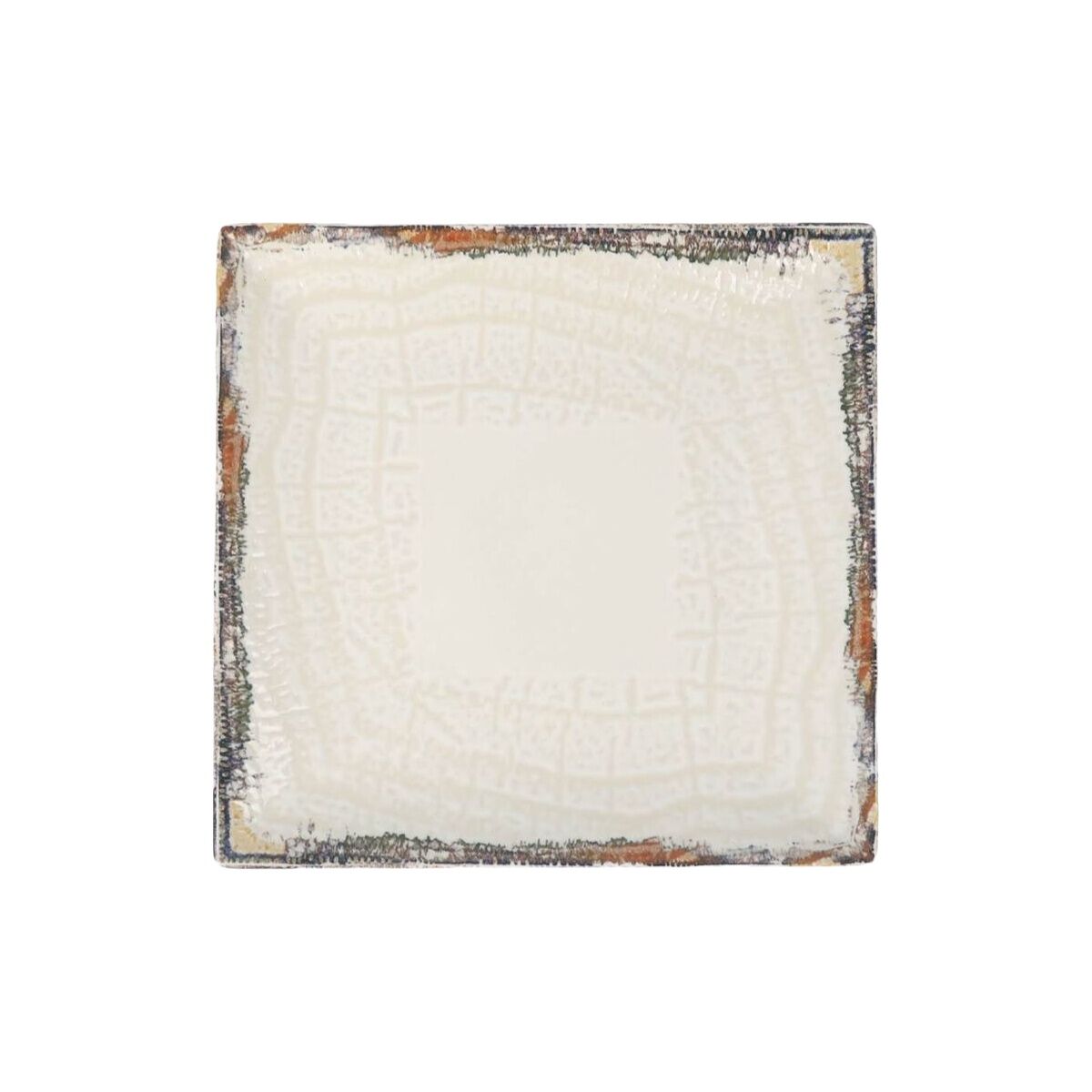Litteä lautanen 24 x 24 x 2 cm, 6 kpl – kermanvalkoinen rustiikkireunus