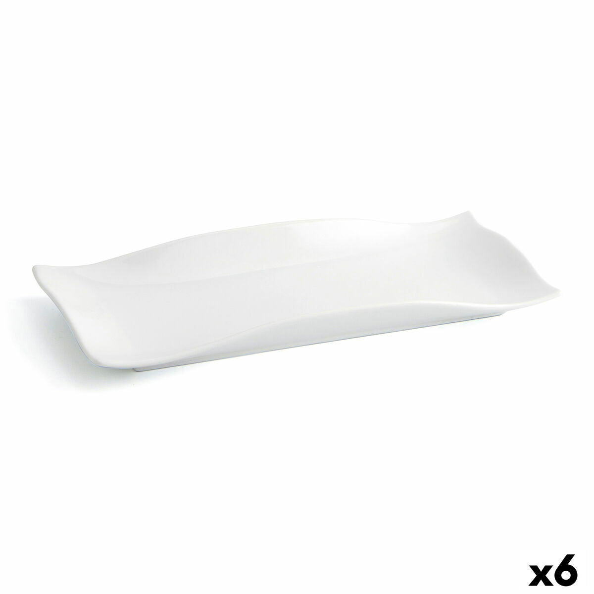 Litteä lautanen 29,5 x 11 cm keramiikka, pinottava & mikrokestävä - 6 kpl