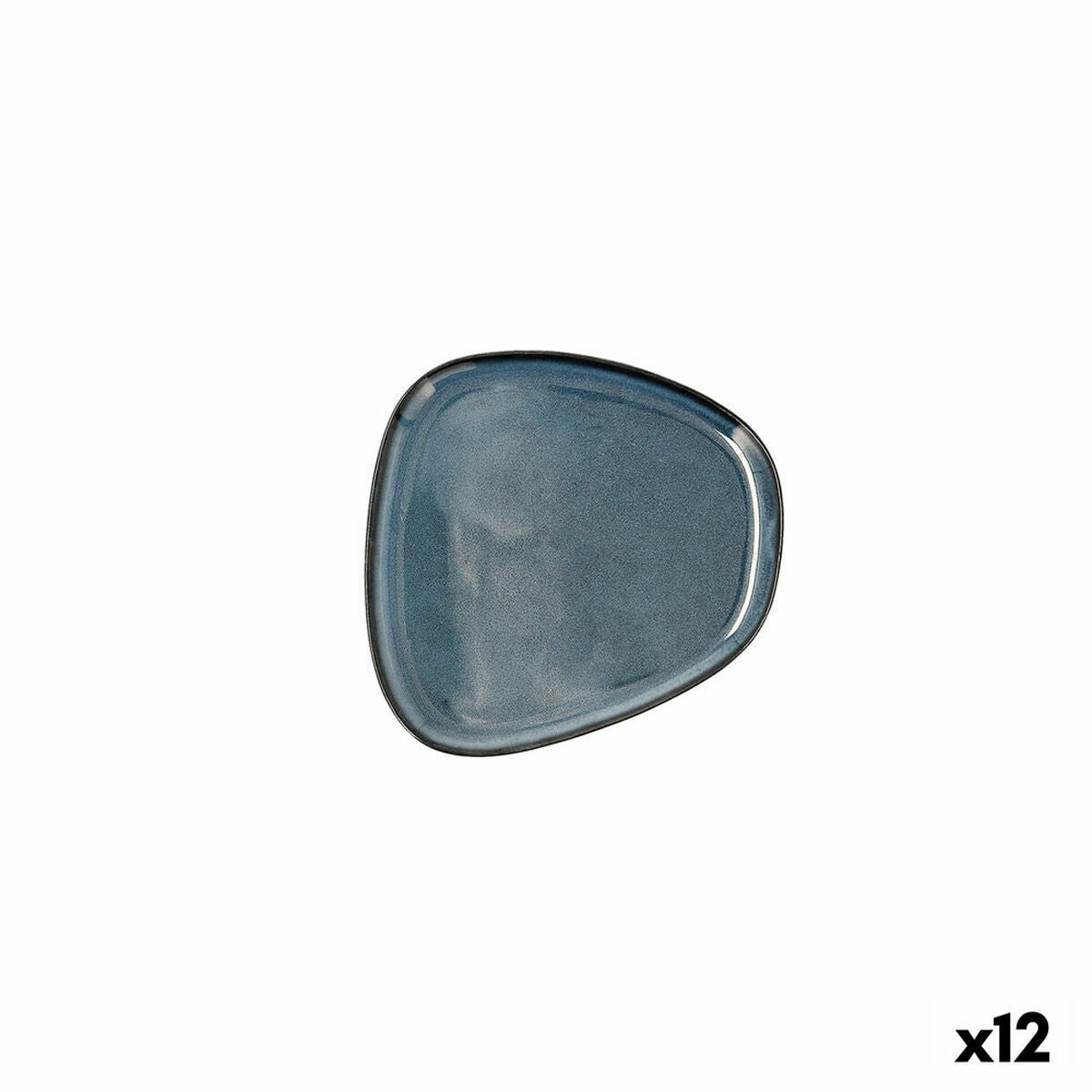 Litteä lautanen keramiikka 14 x 13,6 cm, sininen, kohokuvioitu – 12 kpl