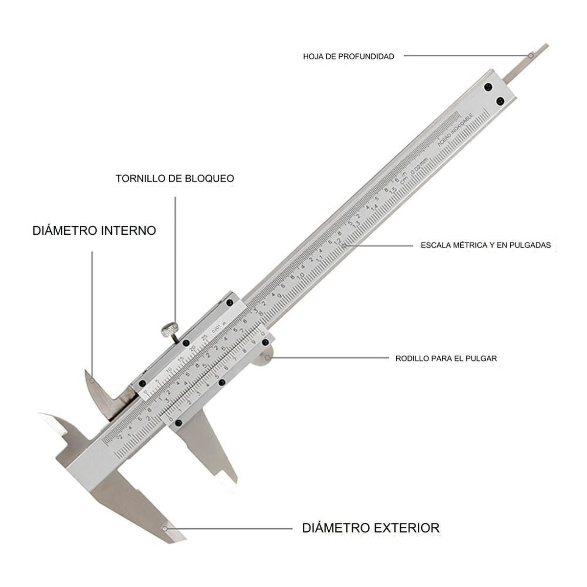 Liukurimittari 0,02 mm 150 mm alumiini, vernier-mittari 6\" työkaluille