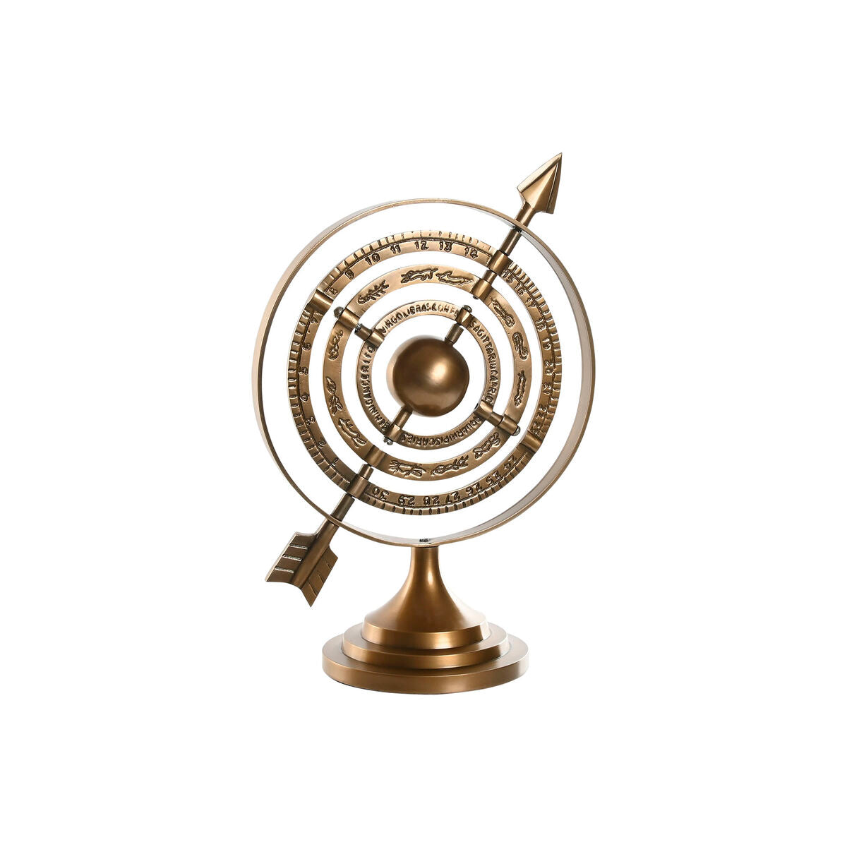 Maapallo koriste, kullattu vintage 30 x 20 x 30 cm, alumiini pöytäkoriste