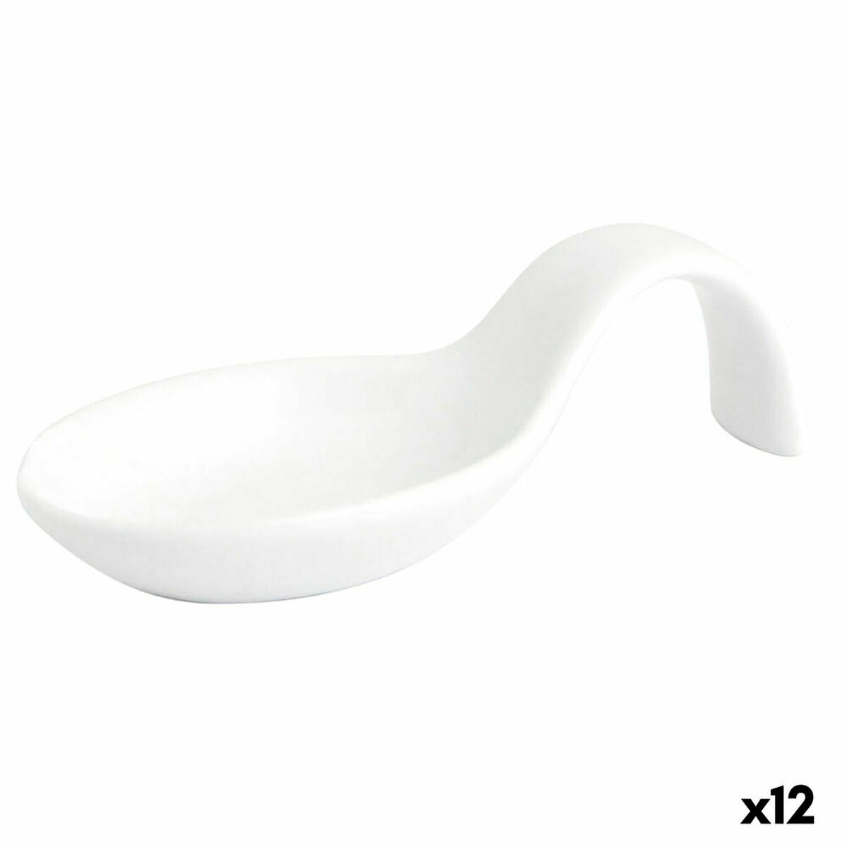 Maistelulusikat 12 kpl, keraamiset 10 x 5 cm, valkoinen, tiskikone- ja mikro
