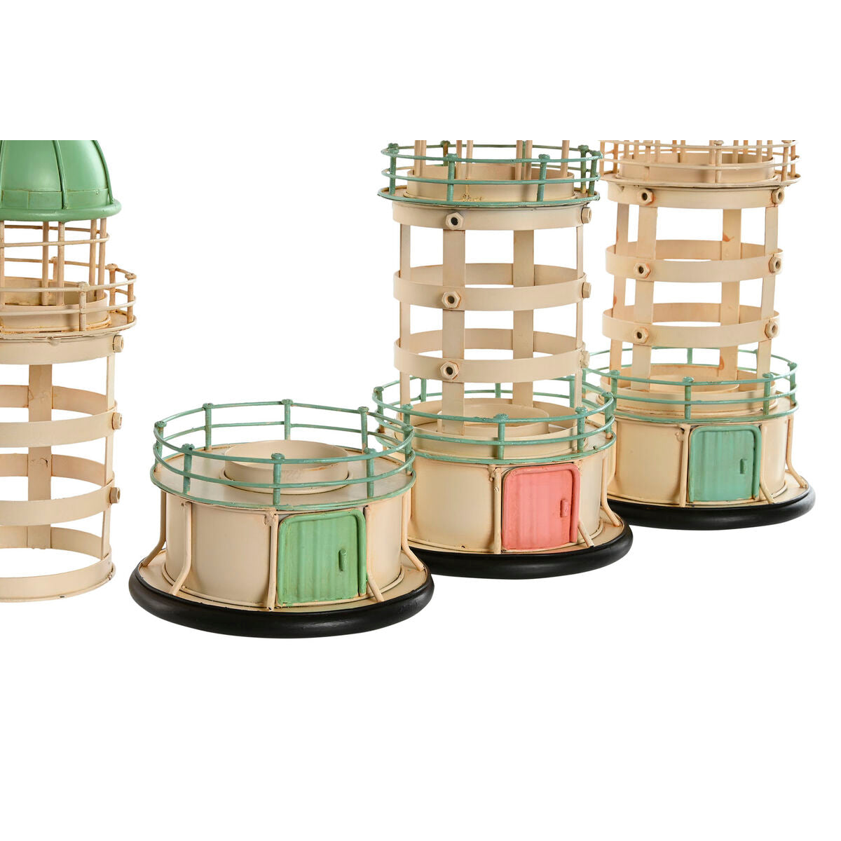 Majakkakoriste metallinen kynttilänjalka 13 x 13 x 27,5 cm 3 kpl, pastellit