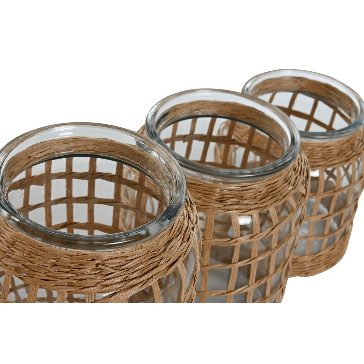 Maljakko 3 kpl lasia punoksella luonnonväri, noin 16,5 x 16,5 x 27 cm